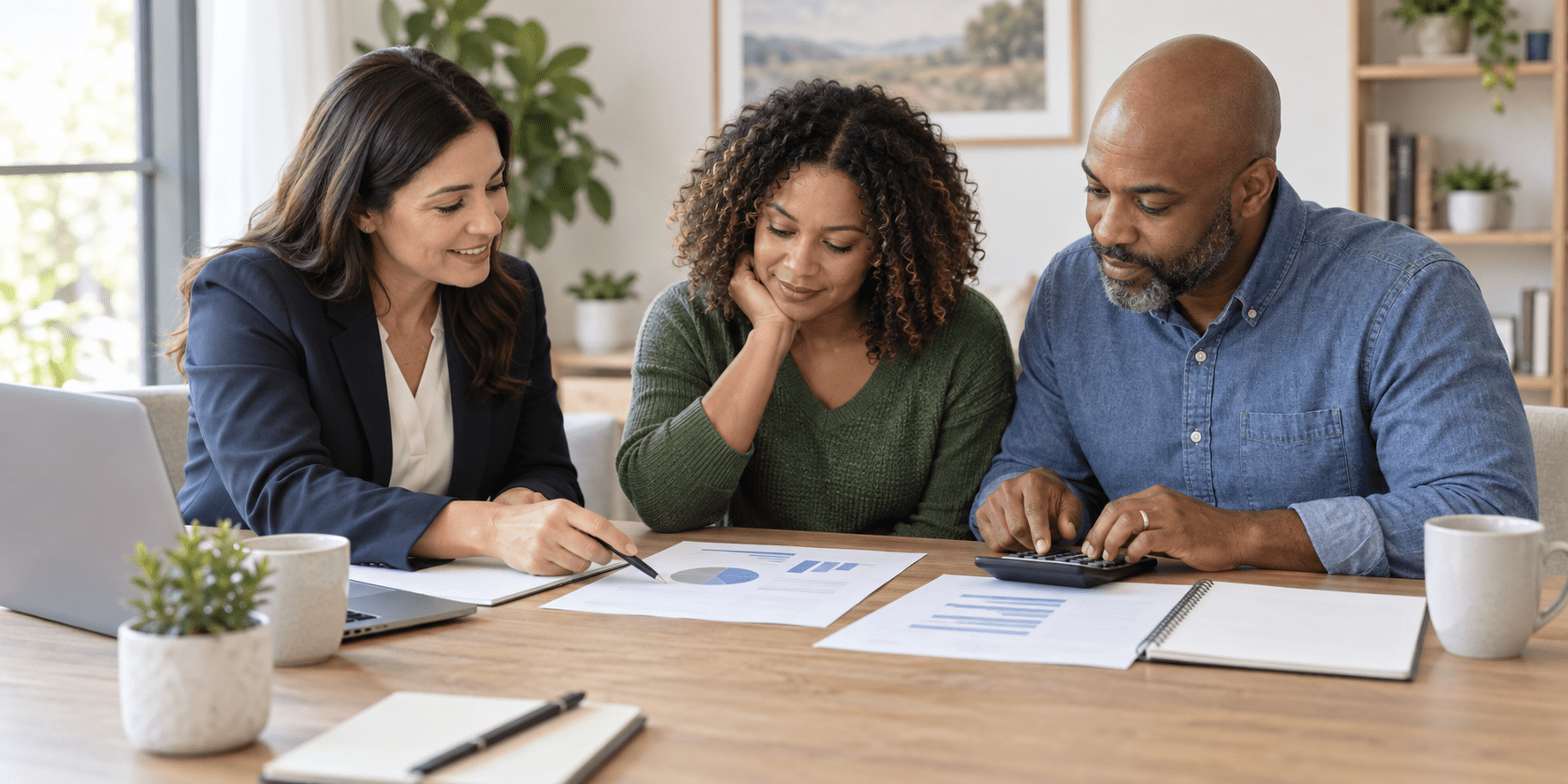 A Maryland couple comparing health insurance costs with an insurance professional